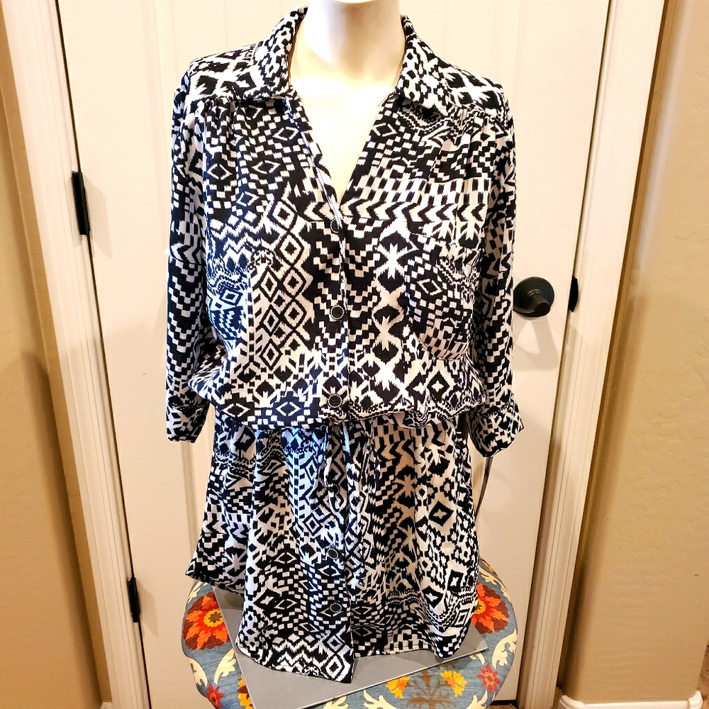 Lucy Love Congo Shirt Dress Aztec Print